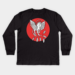 Phoenix Pegasus Unicorn — Inktober Unicorn illustration series Kids Long Sleeve T-Shirt